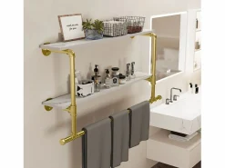Perchero con estantes, perchero de pared, barra para colgar ropa, perchero de diseño 116x20,5x64,5cm^Fativo Online