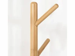 Perchero con mesa auxiliar, madera, blanco y natural (39,5x39,5x171 cm) Marru00f3n Clearance