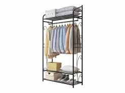 Fativo Burro Para Ropa|Perchero con patas diseño loro perchero con 4 estantes perchero macizo perchero 8 ganchos 43x43x180cm