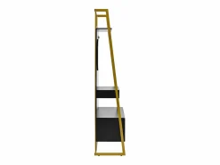 OKWISH Perchero con zapatero de dos puertas, ganchos metálicos y espejo - y dorado Negro Best