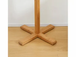 Perchero|Perchero de bambú con 8 ganchos, diseño natural y funcional, color natural (49,5 x 49,5 x 178 cm)
