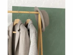 Burro Para Ropa|Perchero de bambú con estantes y ganchos, madera natural, estable y práctico (116 x 43,5 x 160 cm)