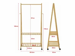 Perchero de bambú con ruedas 70 x 43 x 152 cm 03_0008146^Helloshop26 New