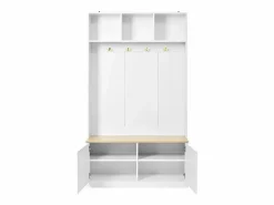 Perchero de entrada con banco, 4 ganchos y 2 puertas 105×40×180 cm^Hauss Spole Best