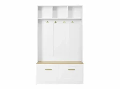 Perchero de entrada con banco, 4 ganchos y 2 puertas 105×40×180 cm^Hauss Spole Best