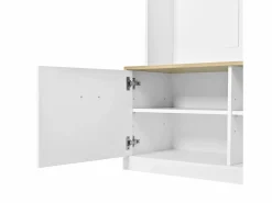 Perchero de entrada con banco, 4 ganchos y 2 puertas 105×40×180 cm^Hauss Spole Best