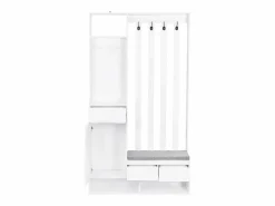 Perchero de entrada con banco acolchado, 4 ganchos y espacio de almacenamiento^OKWISH Clearance