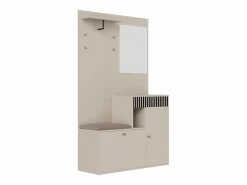 OKWISH Perchero|Perchero de entrada con banco para zapatos y espejo, espacio de almacenamiento - Beige Gris