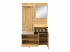 OKWISH Perchero|Perchero de entrada con banco para zapatos y espejo, espacio de almacenamiento - Natural