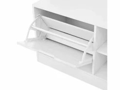 ModernLuxe Armario De Entrada|Perchero de entrada moderno 100x40x185.4cm - con 6 ganchos y 1 puerta - con 4 estantes abiertos -
