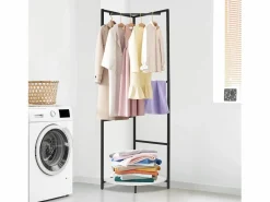 Fativo Perchero de esquina con patas para ropa, con estante para entrada, guardarropa, dormitorio, sala de estar, hogar, 62 x 46 x 171 cm Negro New