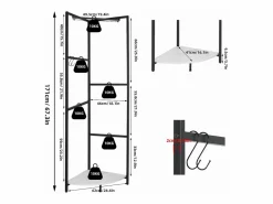 Fativo Perchero de esquina con patas para ropa, con estante para entrada, guardarropa, dormitorio, sala de estar, hogar, 62 x 46 x 171 cm Negro New