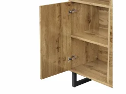 Perchero de madera - Armario de 2 cajones y 3 puertas - Almacenamiento abierto^ New