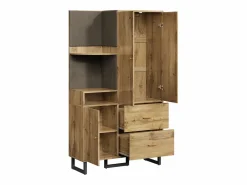 Perchero de madera - Armario de 2 cajones y 3 puertas - Almacenamiento abierto^ New