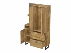 Perchero de madera - Armario de 2 cajones y 3 puertas - Almacenamiento abierto^ New
