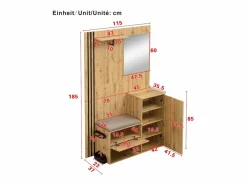 OKWISH Perchero|Perchero de madera con banco para zapatos, espejo y paragüero - para pasillos y entradas