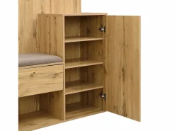 OKWISH Perchero|Perchero de madera con banco para zapatos, espejo y paragüero - para pasillos y entradas