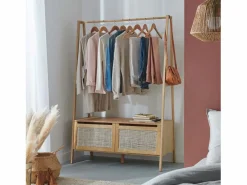 Perchero de madera y ratán A110 x A165 cm ARKA Roble Color natural claro Online