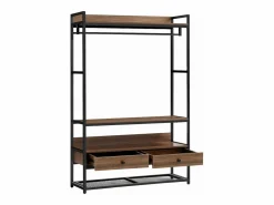 Helloshop26 Burro Para Ropa|Perchero de metal y MDF 180 x 120 x 40 cm efecto nogal 03_0008138