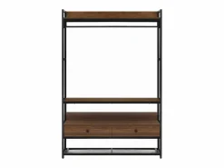 Helloshop26 Burro Para Ropa|Perchero de metal y MDF 180 x 120 x 40 cm efecto nogal 03_0008138