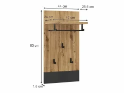 Vicco Perchero de pared antracita 44x25.6x83 selena Gris antracita Sale