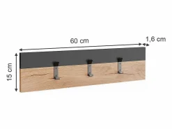 Vicco Perchero|Perchero de pared antracita/roble dorado 60x1.6x15 orlando