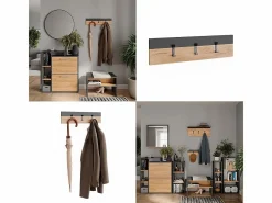 Vicco Perchero|Perchero de pared antracita/roble dorado 60x1.6x15 orlando