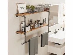 Fativo Burro Para Ropa|Perchero de pared con estantes, barra para colgar ropa, perchero de diseño 116x20,5x64,5cm