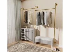 Burro Para Ropa|Perchero de pared de metal , barra para colgar ropa, 205x190cm