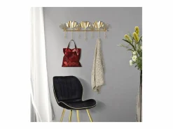 Perchero|Perchero de Pared Hoja 8, Oro, 66,2x6x26,3 cm, Kendra Home