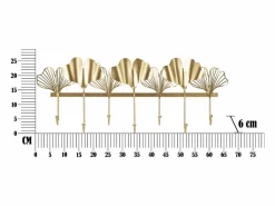 Perchero|Perchero de Pared Hoja 8, Oro, 66,2x6x26,3 cm, Kendra Home