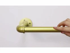 Fativo Perchero de pared industrial para colgar ropa, perchero sólido, barra de diseño extraíble, 180 x 27,5 x 2,5 cm Dorado