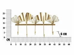 Perchero de pared metálico con 5 ganchos 26,3x49,5x6 cm Leaves^ Outlet