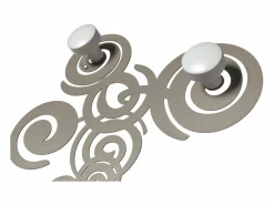 Perchero de pared Orfeo 29x29 cm en hierro color arena con pomos de madera - Diseño moderno y lineal con fijación a la pared - Fabricado en Italia^ Discount