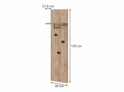 Vicco Perchero de pared roble dorado 36x21.6x135 siri Color natural oscuro