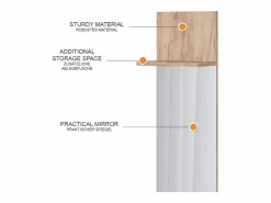 Perchero de pared roble dorado 36x21.6x135 siri^Vicco New