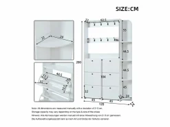 Merax Perchero de pasillo 3 en 1 - 120 x 24 x 200 cm - con 8 ganchos + 6 zapateros - aglomerado - Blanco Outlet