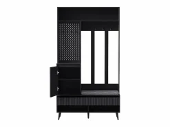 OKWISH Perchero de pasillo con banco tapizado, 4 ganchos, 2 cajones - - 100x35x180 cm Negro New