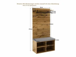 Perchero de pasillo con banco para zapatos y barra para ropa, estantes ajustables - Natural^OKWISH New