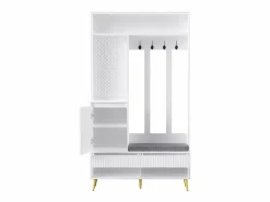 OKWISH Armario De Entrada|Perchero de pasillo con banco tapizado, 4 ganchos, 2 cajones - - 100x35x180 cm