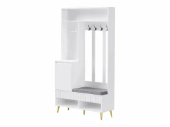 OKWISH Armario De Entrada|Perchero de pasillo con banco tapizado, 4 ganchos, 2 cajones - - 100x35x180 cm