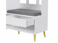 OKWISH Armario De Entrada|Perchero de pasillo con banco tapizado, 4 ganchos, 2 cajones - - 100x35x180 cm