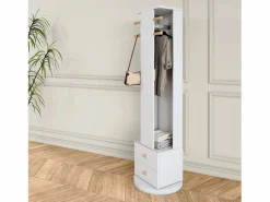 Perchero de pie de madera maciza con cajón para espejo y sombrero –^ Outlet