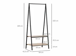 Homcom Burro Para Ropa|Perchero de ropa 64x42.5x149 cm