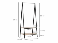 Homcom Burro Para Ropa|Perchero de ropa 64x42.5x149 cm