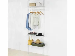Perchero de Ropa Telescópico Altura Ajustable 233-300 cm,Perchero Extensible con 1 Barras y 3 baldas KLS07-W ES^Sobuy