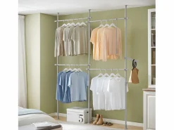 Sobuy Mueble Perchero|Perchero de Ropa Telescópico Altura Ajustable Sistema de Perchero Extensible con 4 Barras 124-226 x 200-285 cm KLS03-HG ES