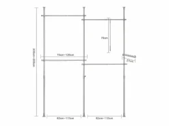 Sobuy Mueble Perchero|Perchero de Ropa Telescópico Altura Ajustable Sistema de Perchero Extensible con 4 Barras 124-226 x 200-285 cm KLS03-HG ES