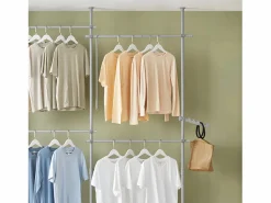 Sobuy Mueble Perchero|Perchero de Ropa Telescópico Altura Ajustable Sistema de Perchero Extensible con 4 Barras 124-226 x 200-285 cm KLS03-HG ES