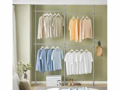 Sobuy Mueble Perchero|Perchero de Ropa Telescópico Altura Ajustable Sistema de Perchero Extensible con 4 Barras 124-226 x 200-285 cm KLS03-HG ES